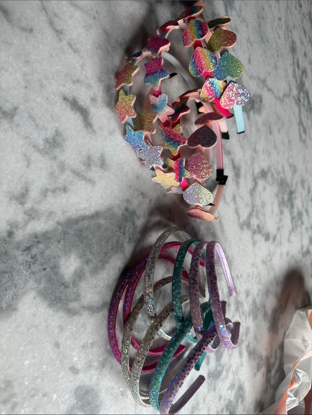 18 Sparkling Rainbow Heart & Star Girls Headband Set - Multicolor